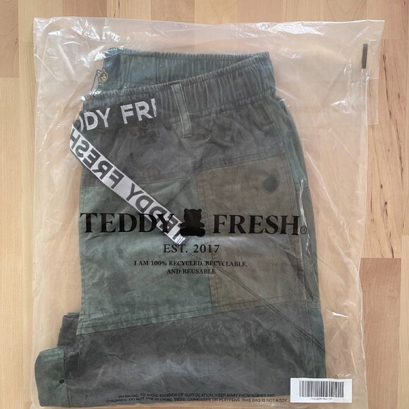 Teddy Fresh Pieced Together Patchwork Shorts w/ Built-In Belt size XS NWT NEW - Picture 10 of 11